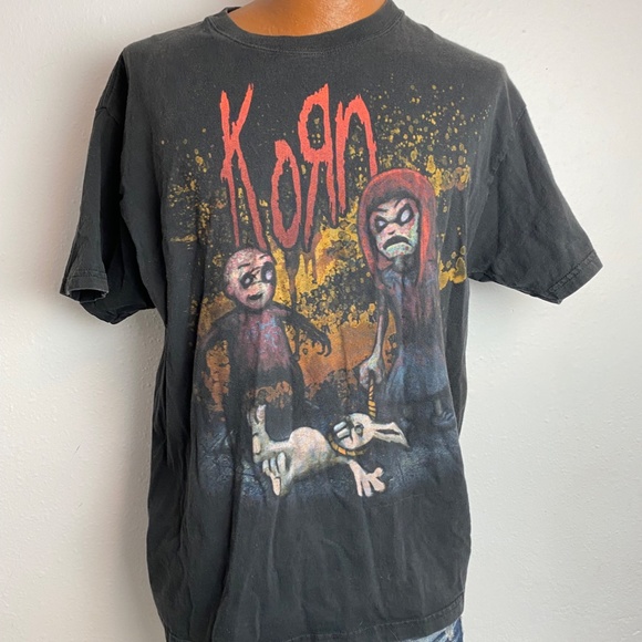 Korn Other - Korn 2007 T Shirt Xl-L Kids Bunny Hanes Heavy Weight Distressed Large Graphic